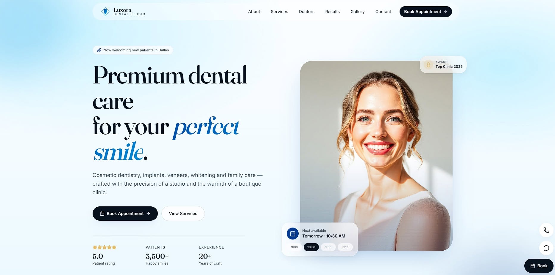 Luxora Dental Studio website preview