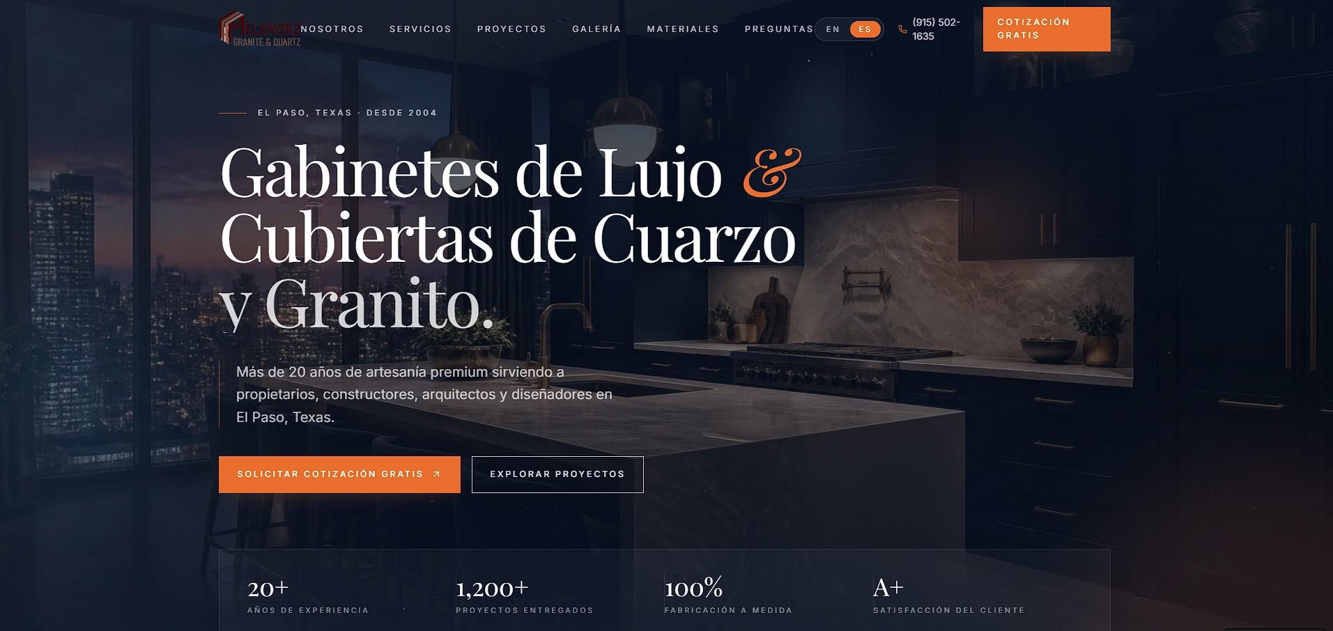 Meléndez Granite & Quartz website preview